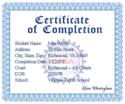 Online ADI course completion certificate